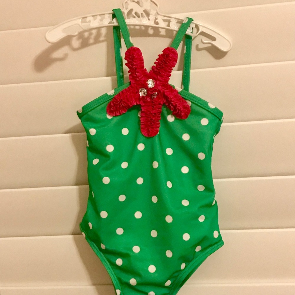 18-24m Polka Dot, Embellished Swimsuit.
